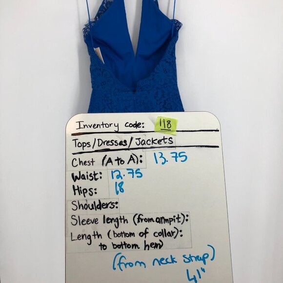 NWT Keepsake The Label Cobalt Blue Lace Crossed Halter High Roads Dress XS - Picture 16 of 16